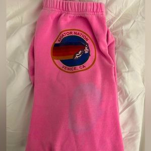 Adorable pink STAINED! Aviator nation sweatpants size small